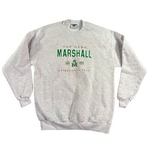 Vintage Lee Marshall University Sweatshirt Mens Large Gray The Herd Embroidered